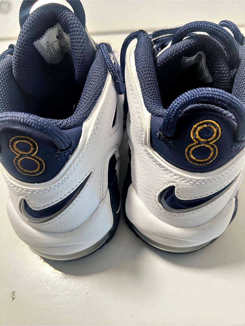 Nike Air More Uptempo Kids High-Top Sneakers White & Blue - Picture 4 of 7